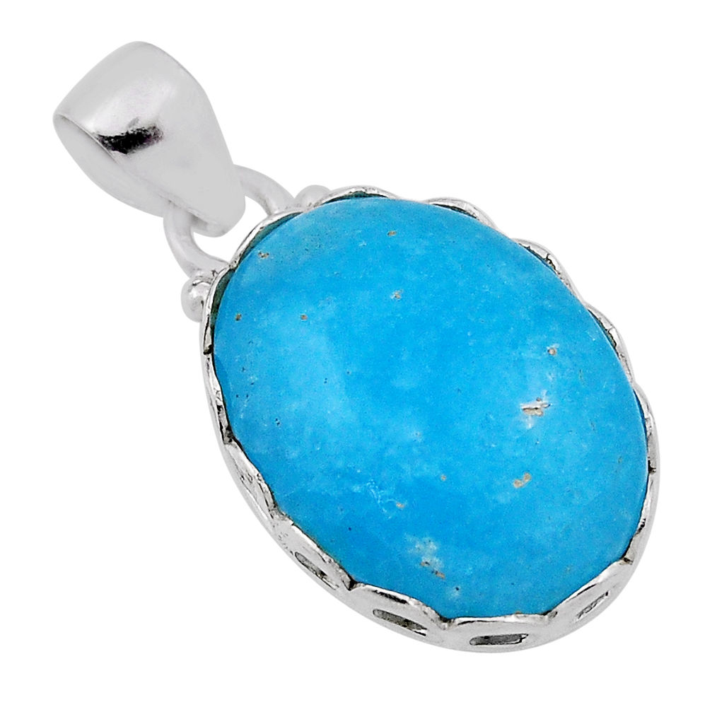 12.14cts blue smithsonite oval shape 925 sterling silver pendant jewelry n31109