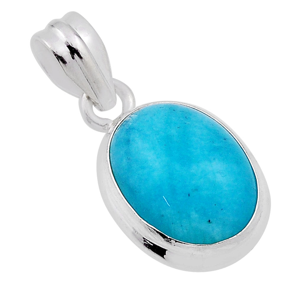 6.72cts blue smithsonite oval shape 925 sterling silver pendant jewelry n31113