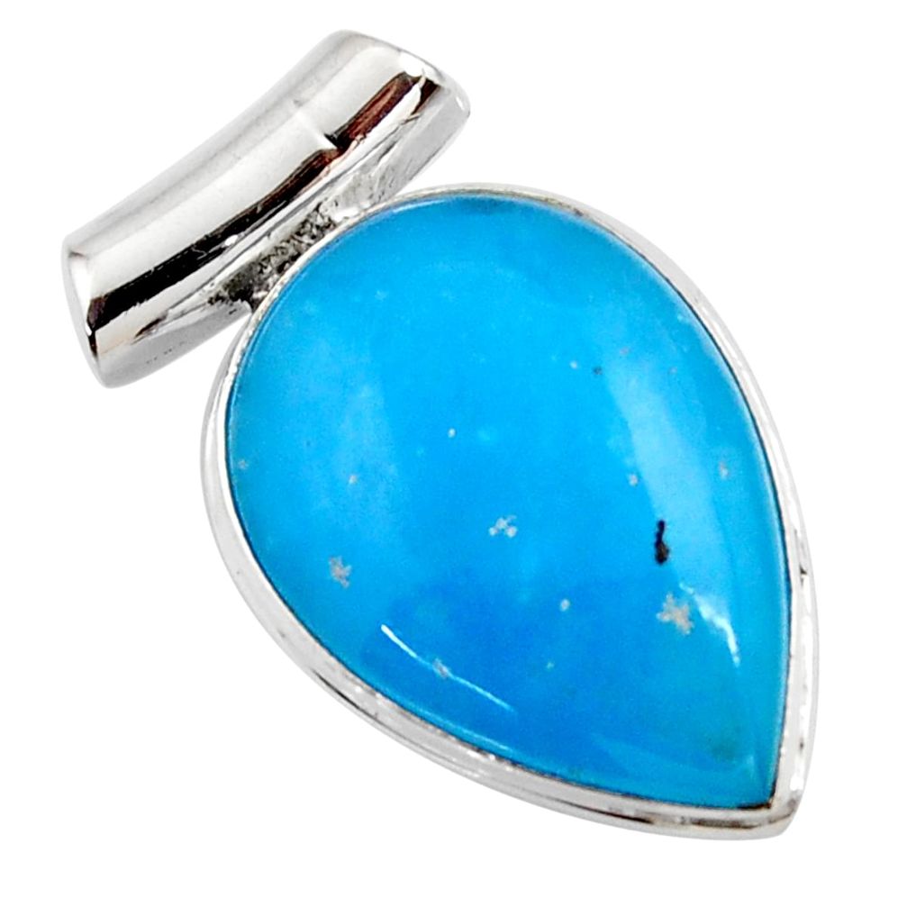 17.57cts blue smithsonite pear 925 sterling silver pendant jewelry r27906