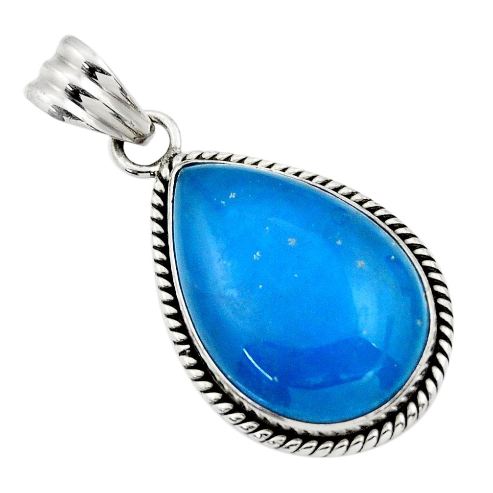 22.02cts blue smithsonite pear 925 sterling silver pendant jewelry r32078