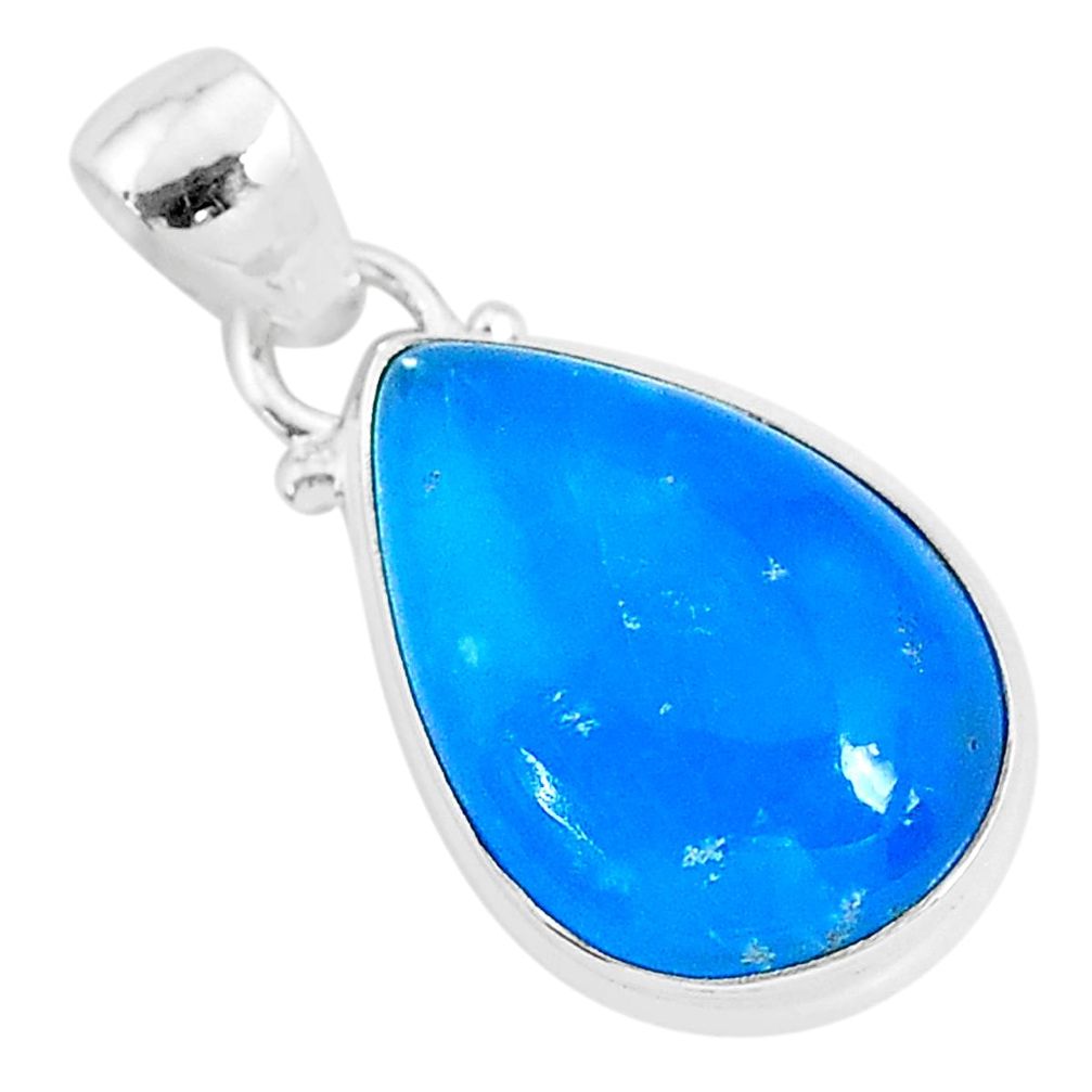 9.22cts blue smithsonite pear 925 sterling silver pendant jewelry r94642