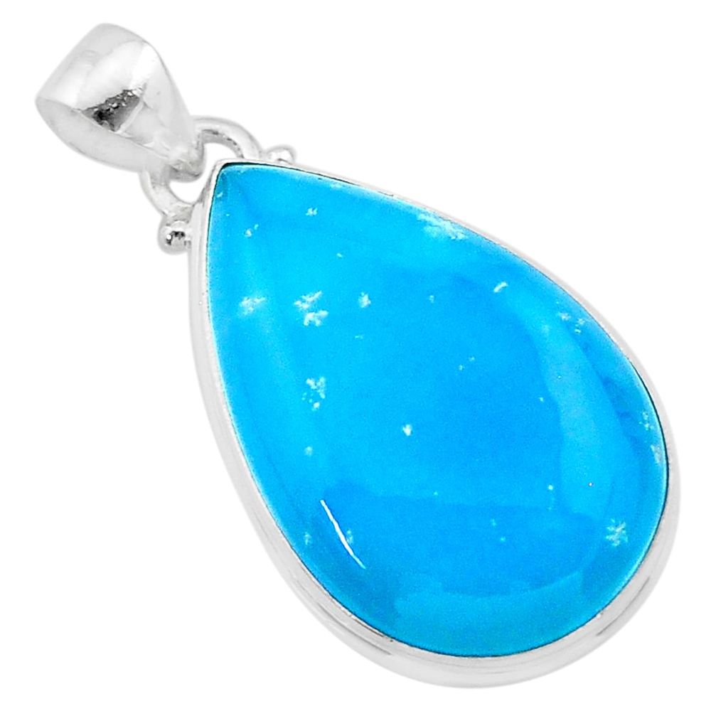 17.57cts blue smithsonite pear 925 sterling silver pendant jewelry t22789