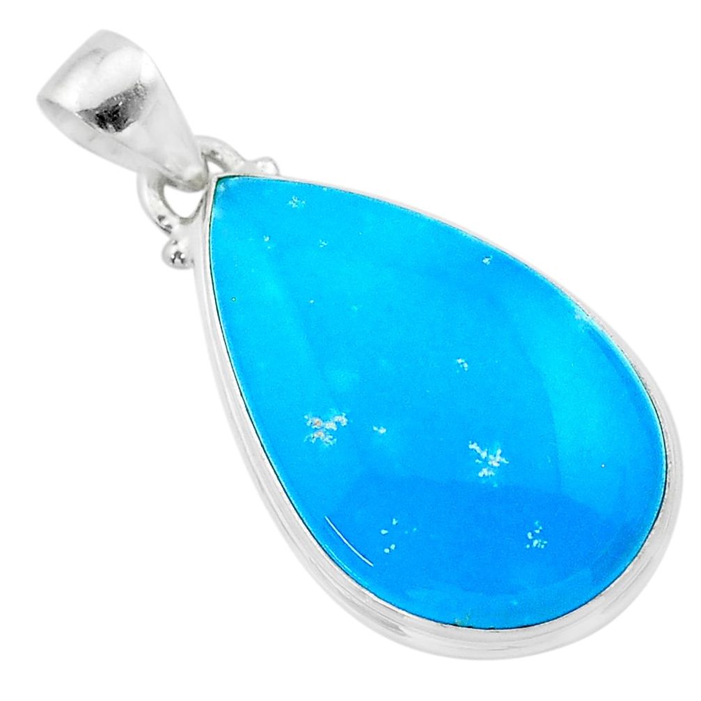 18.08cts blue smithsonite pear 925 sterling silver pendant jewelry t22796