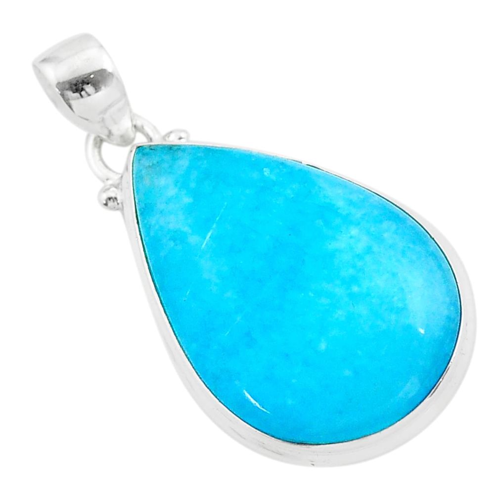 16.68cts blue smithsonite pear 925 sterling silver pendant jewelry t42342