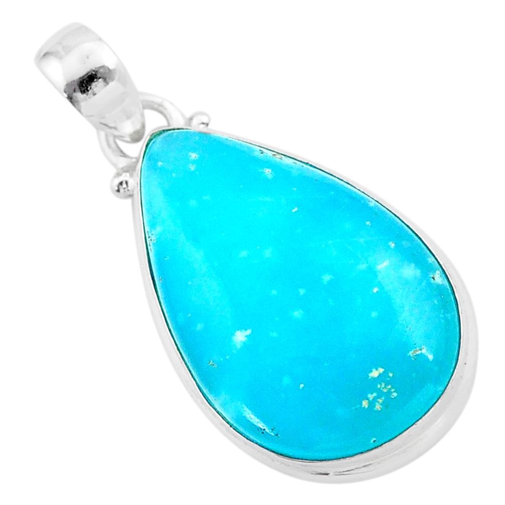 15.65cts blue smithsonite pear 925 sterling silver pendant jewelry t42352