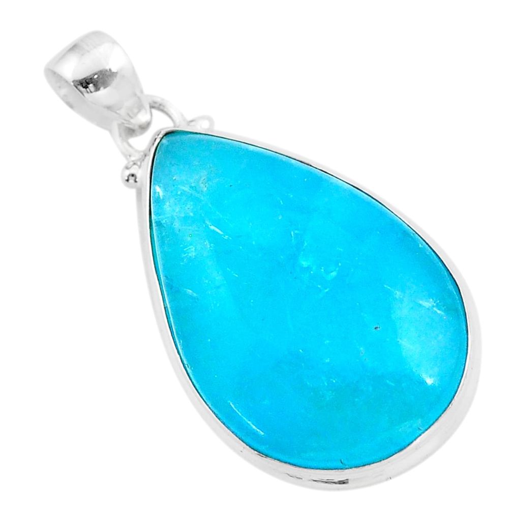 18.73cts blue smithsonite pear shape 925 sterling silver pendant jewelry t42400