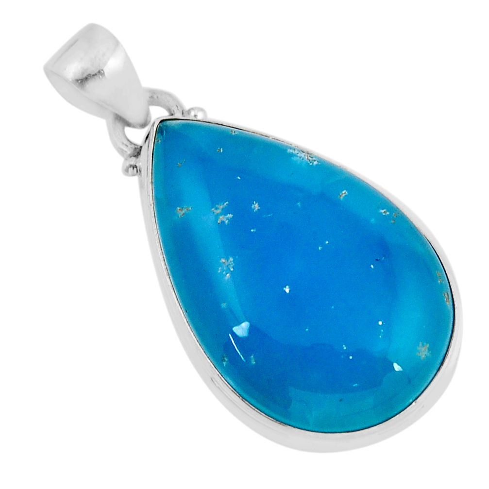 17.95cts blue smithsonite pear shape 925 sterling silver pendant jewelry y52916
