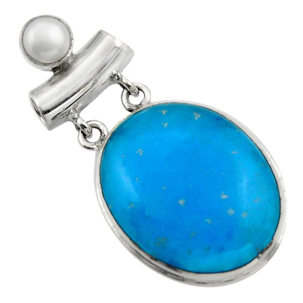 23.92cts blue smithsonite pearl 925 sterling silver pendant jewelry r32075