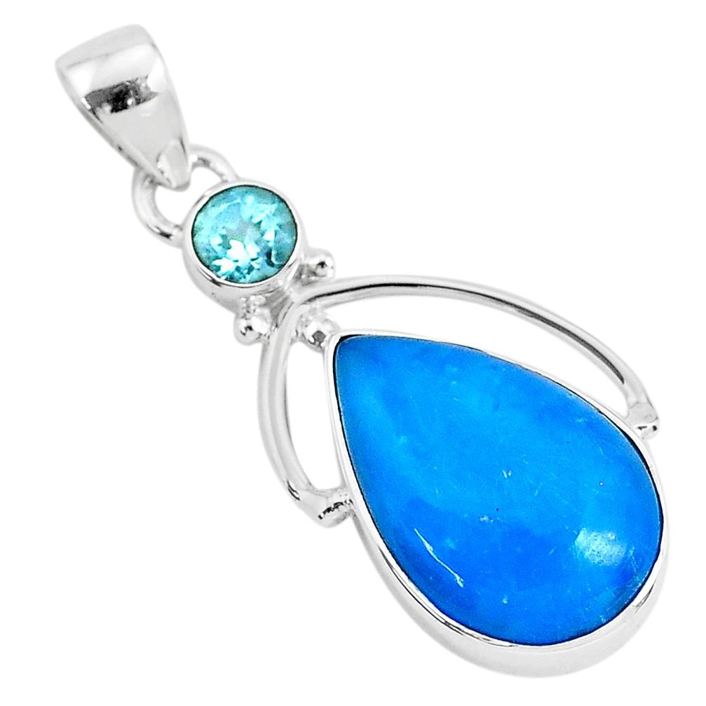 11.20cts blue smithsonite topaz 925 sterling silver pendant jewelry r94641