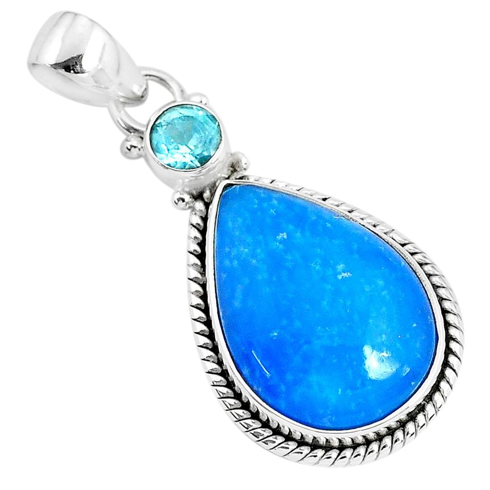 13.15cts blue smithsonite topaz 925 sterling silver pendant jewelry r94649