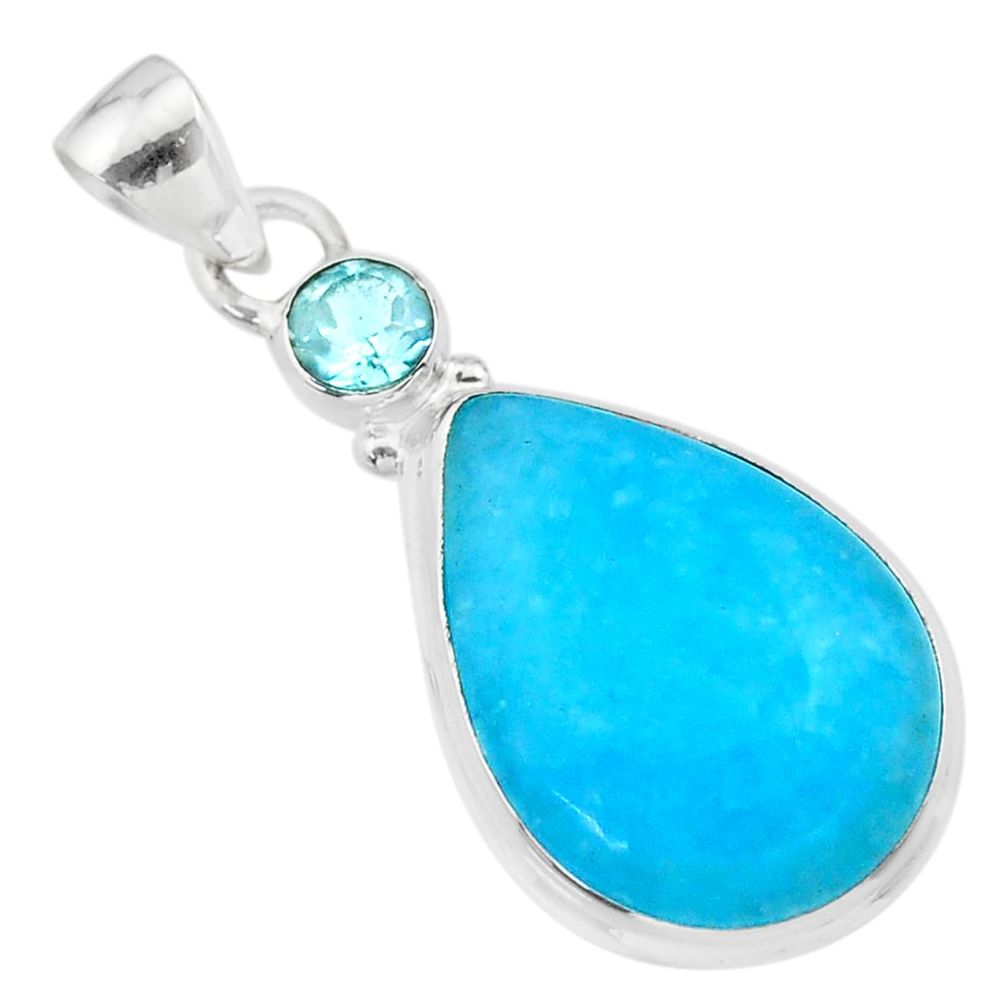 14.12cts blue smithsonite topaz 925 sterling silver pendant jewelry t30584