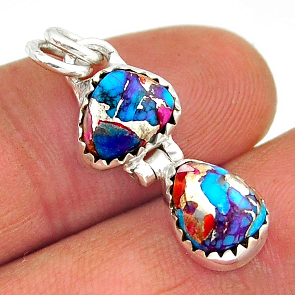 4.72cts blue spiny oyster arizona turquoise 925 sterling silver pendant n16536