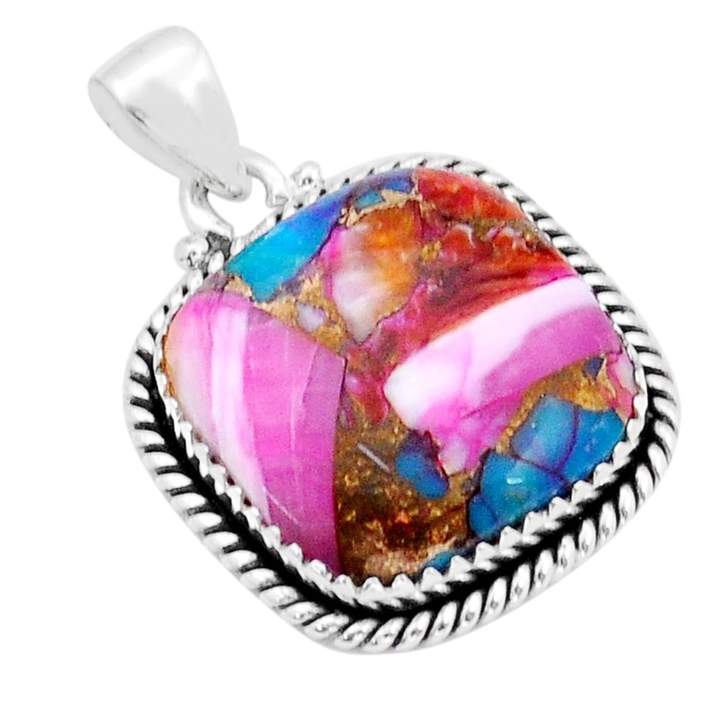 14.90cts blue spiny oyster arizona turquoise 925 sterling silver pendant u89834