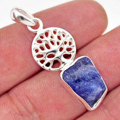 5.63cts blue tanzanite rough fancy sterling silver tree of life pendant y42147