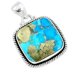 Clearance Sale- 15.55cts blue turquoise pyrite 925 sterling silver pendant jewelry r95216