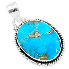 Clearance Sale- 14.07cts blue turquoise pyrite 925 sterling silver pendant jewelry r95237