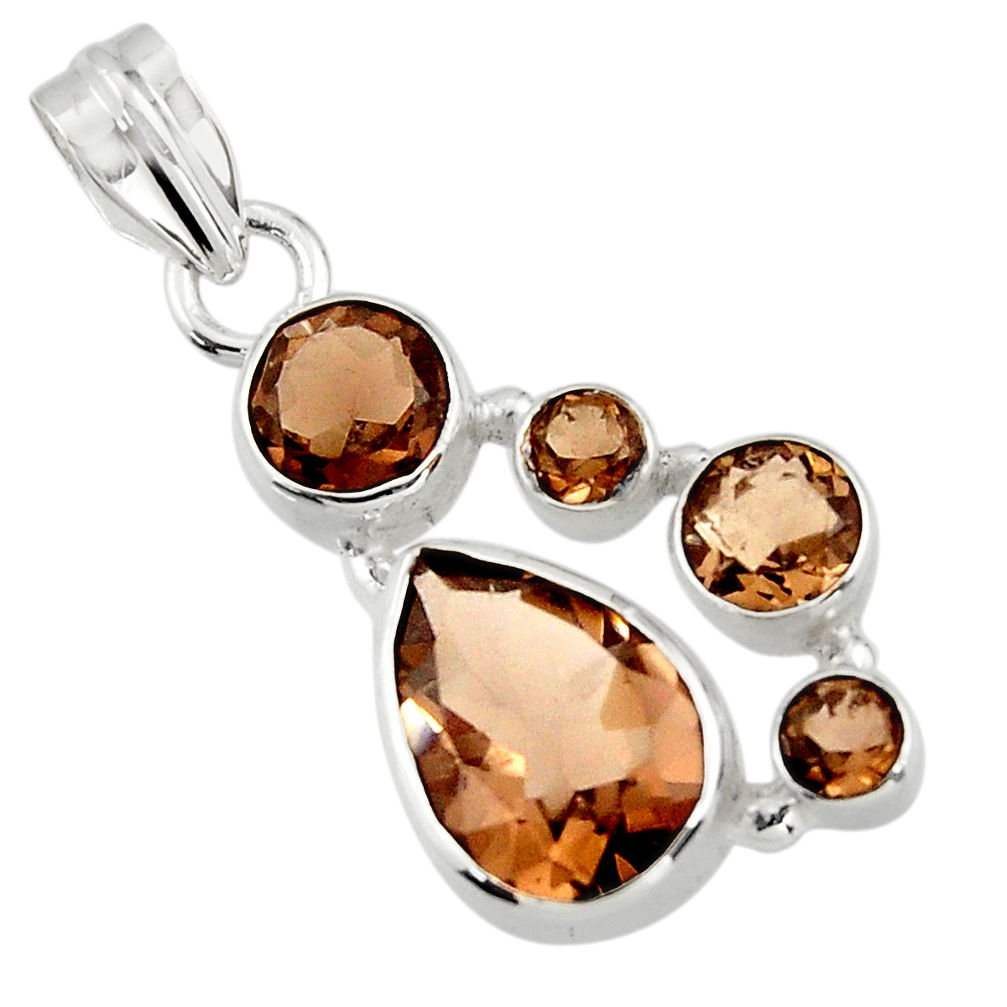 9.62cts brown smoky topaz 925 sterling silver pendant jewelry r43120