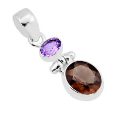 6.72cts brown smoky topaz amethyst 925 sterling silver pendant jewelry y81686