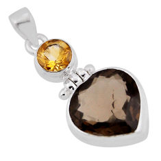 12.31cts brown smoky topaz citrine 925 sterling silver pendant jewelry n37884