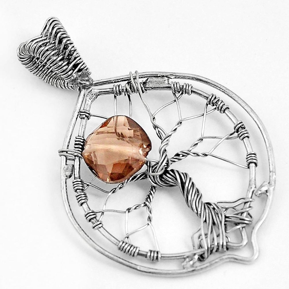 oky topaz cushion sterling silver tree of life pendant p43071