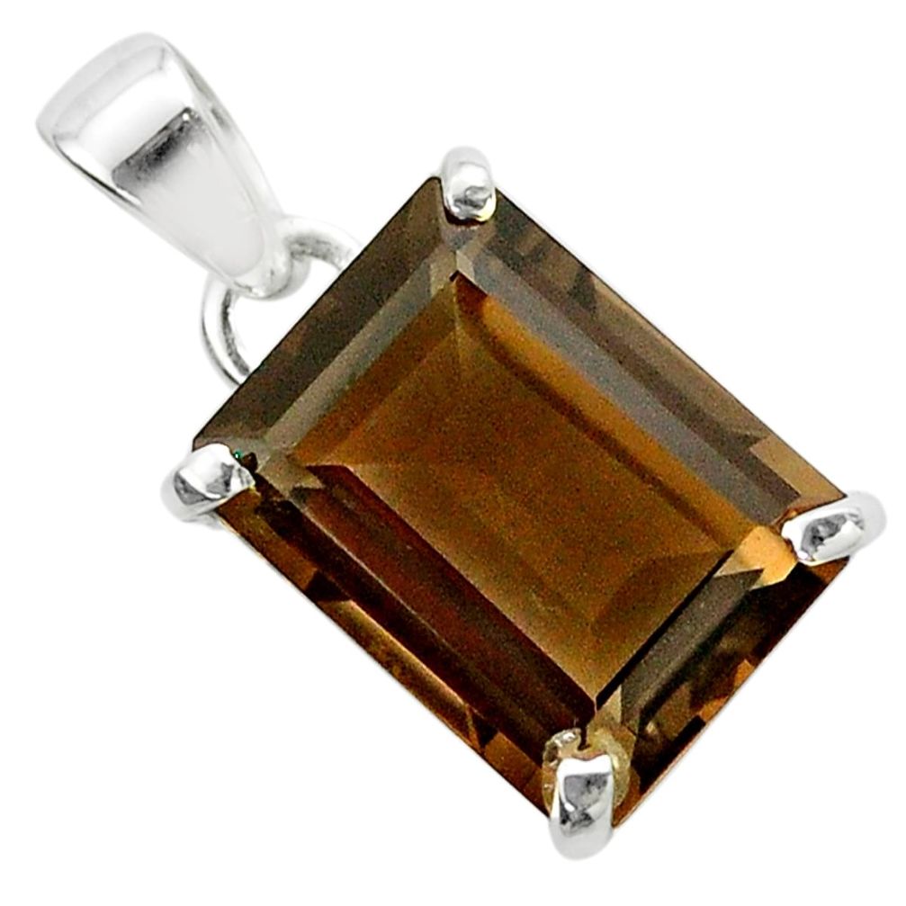 10.41cts brown smoky topaz octagan 925 sterling silver pendant jewelry t54805