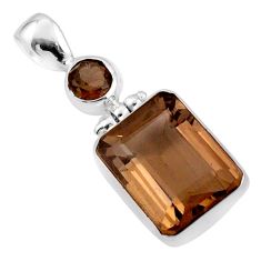 10.69cts brown smoky topaz octagan 925 sterling silver pendant jewelry u2703