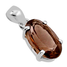 5.51cts brown smoky topaz oval shape 925 sterling silver pendant jewelry n45610