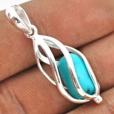 5.43cts cage natural blue campitos turquoise 925 sterling silver pendant t89814