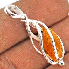 5.52cts cage natural orange tourmaline rough 925 sterling silver pendant t89917