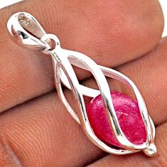 6.39cts cage natural pink ruby rough 925 sterling silver pendant jewelry t89842