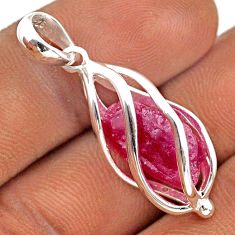 7.04cts cage natural pink ruby rough 925 sterling silver pendant jewelry t89845