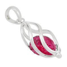 5.12cts cage natural pink ruby rough 925 sterling silver pendant jewelry y55397