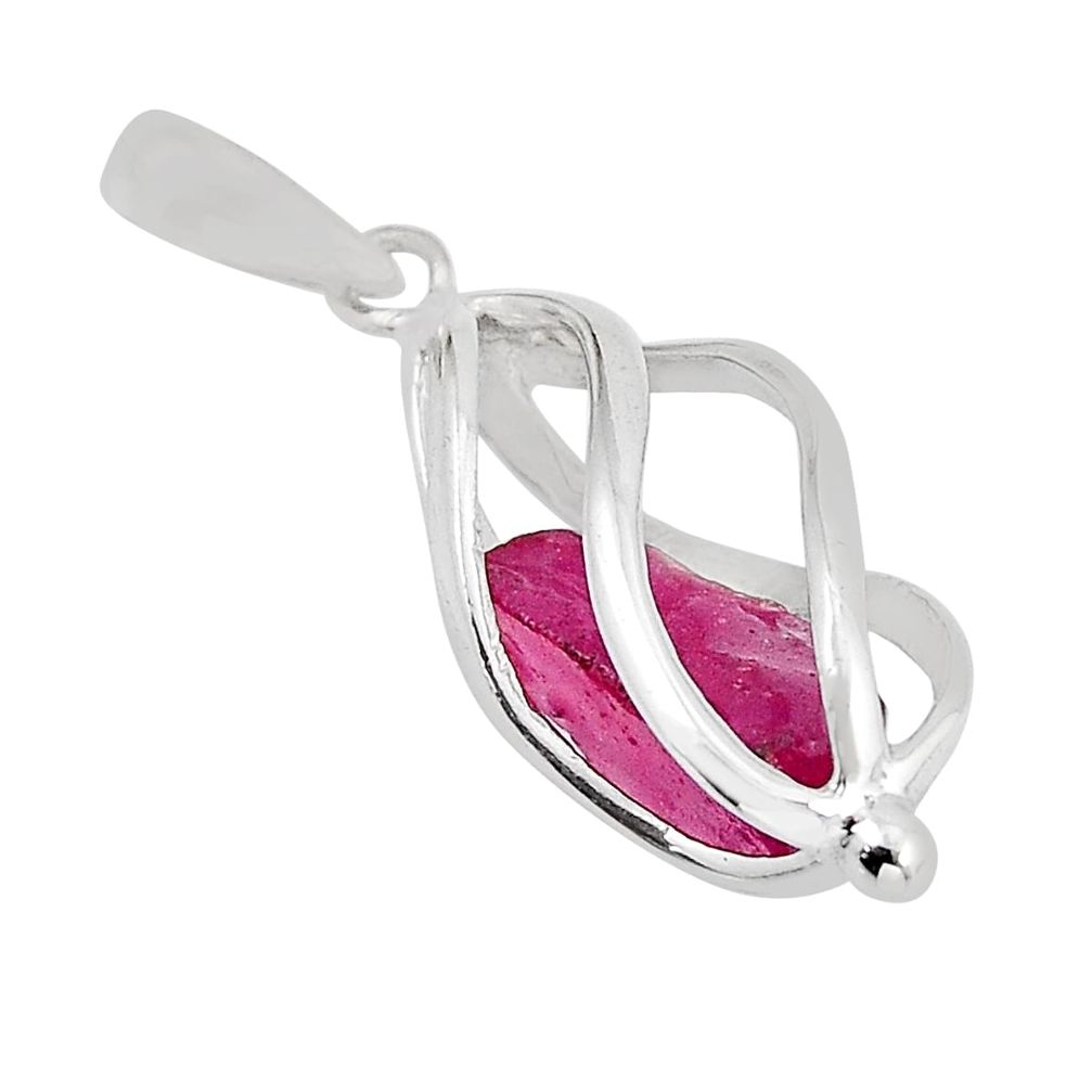 5.30cts cage natural pink ruby rough 925 sterling silver pendant jewelry y55400
