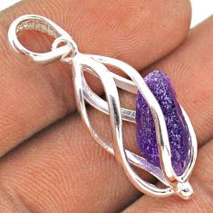 5.52cts cage natural purple amethyst rough 925 sterling silver pendant t89898
