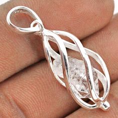 5.80cts cage natural white herkimer diamond 925 sterling silver pendant t89970