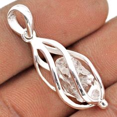 5.52cts cage natural white herkimer diamond 925 sterling silver pendant t89978
