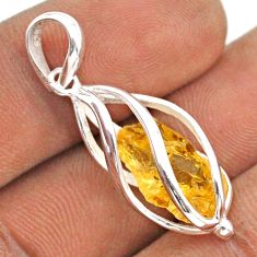 4.43cts cage yellow citrine rough 925 sterling silver pendant jewelry t89925