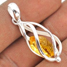 4.38cts cage yellow citrine rough 925 sterling silver pendant jewelry t89926