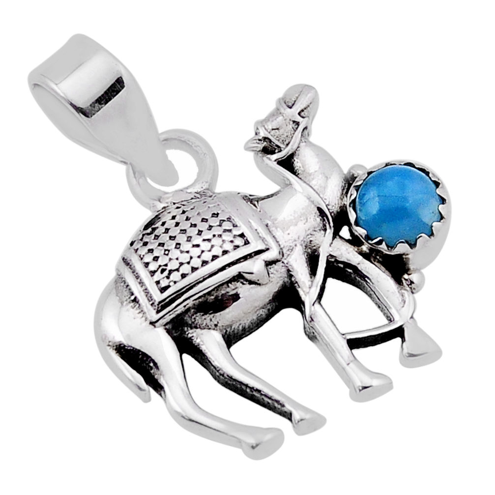 0.80cts camel natural blue larimar 925 sterling silver pendant jewelry n40369