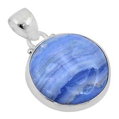 16.48cts carving moon face natural blue lace agate 925 silver pendant u32746