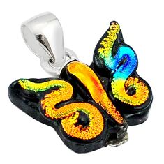 9.28cts carving multi color dichroic glass 925 silver butterfly pendant u28888