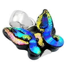 7.96cts carving multi color dichroic glass 925 silver butterfly pendant u28890