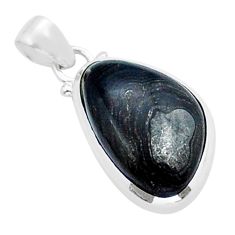 11.66cts checker cut natural black psilomelane fancy 925 silver pendant y15027
