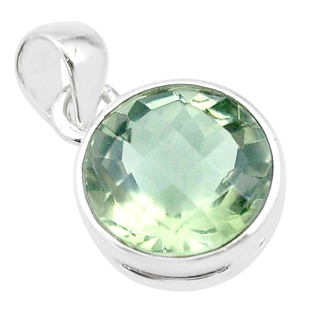 6.10cts checker cut natural green amethyst 925 sterling silver pendant u46886