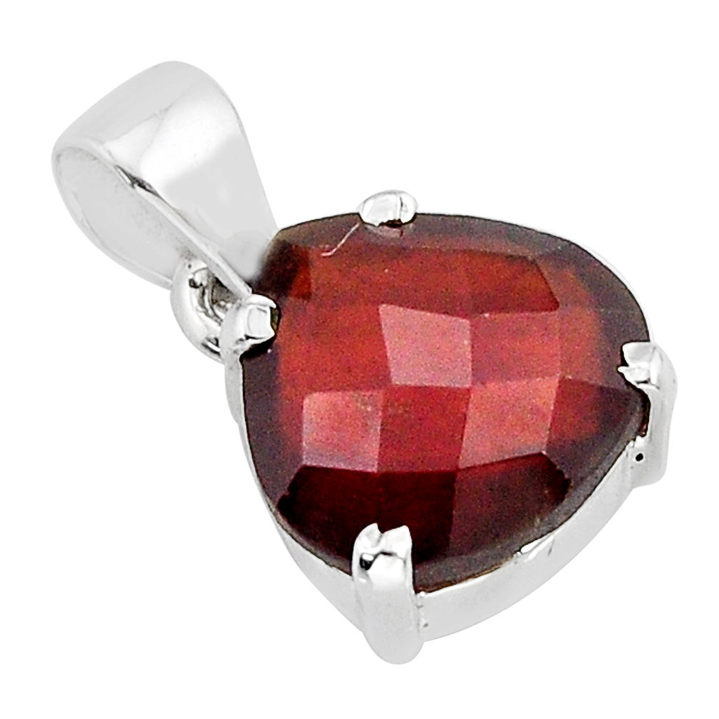7.56cts checker cut natural honey onyx heart 925 sterling silver pendant y69709