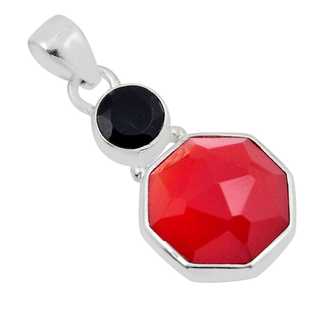 11.09cts checker cut natural honey onyx onyx 925 sterling silver pendant y44162