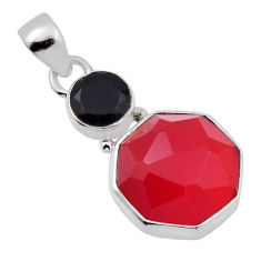 10.25cts checker cut natural honey onyx onyx hexagon 925 silver pendant n29511