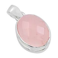 8.51cts checker cut natural pink rose quartz 925 sterling silver pendant y23061