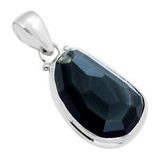 17.42cts checker cut natural rainbow obsidian eye 925 silver pendant y15021