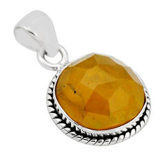 8.73cts checker cut natural yellow olive opal 925 sterling silver pendant y71501